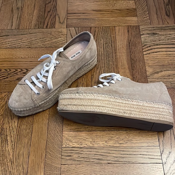 Miu Miu Suede Espadrille Sneakers - Picture 2 of 7